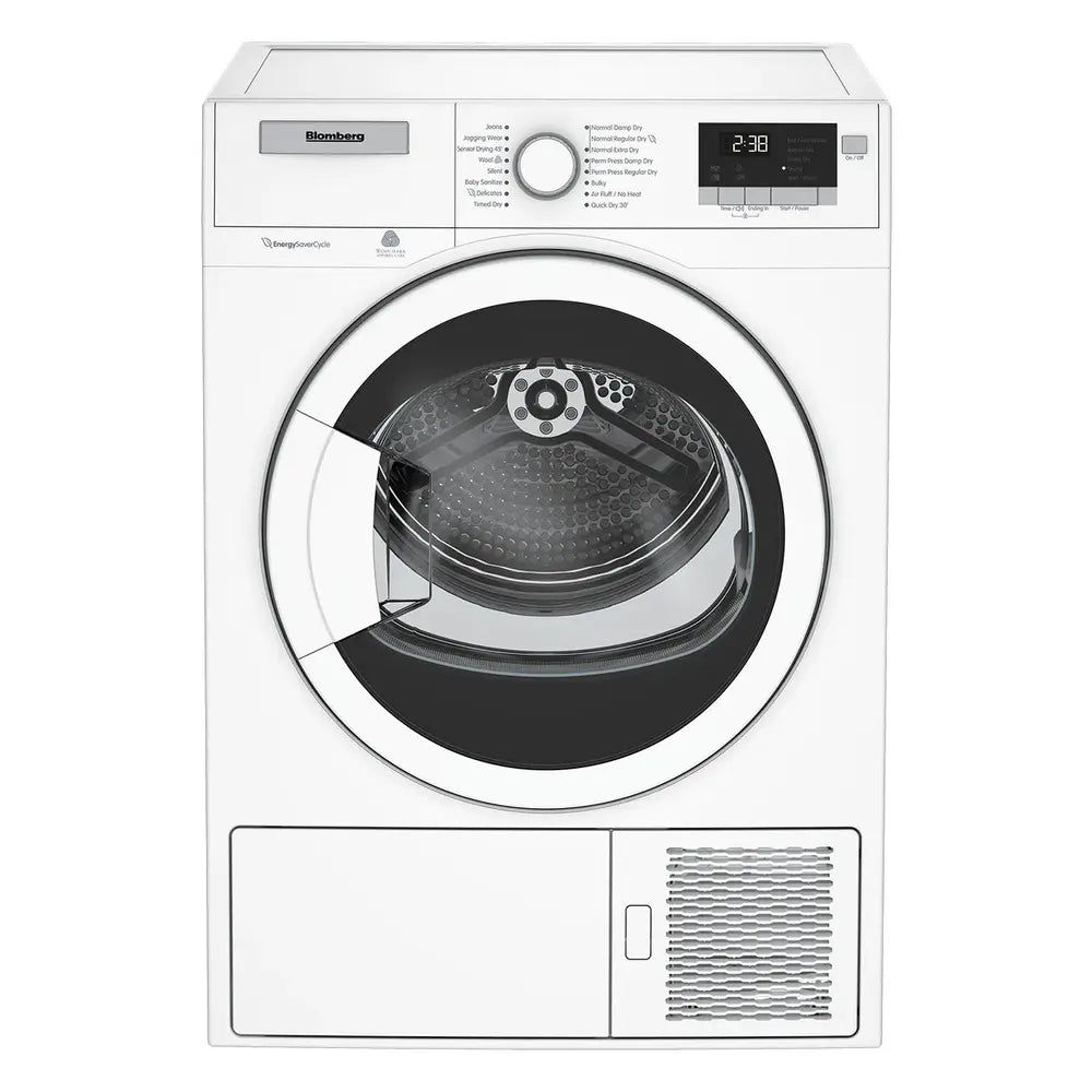 Blomberg DHP24400W 24 inch Ventless Heat Pump Front Load Electric Dryer with 4.1 cu. ft. Capacity, Bi-Directional Drum Action, Aquawave Drum, Delay Time and Child Lock, in White
