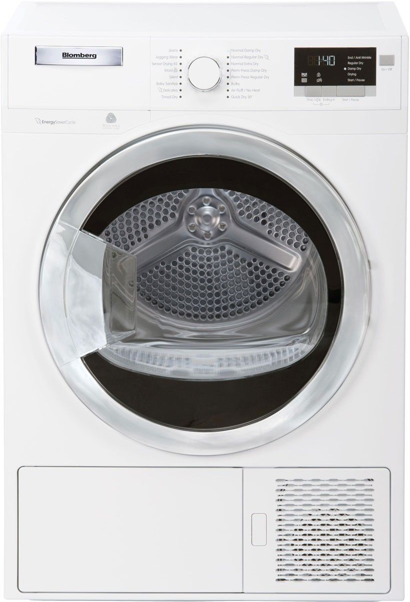 Blomberg DHP24412W 24 Inch Ventless Electric Heat Pump Dryer with 4.1 cu. ft. Capacity, OptiSense Sensor Drying, Anti-Creasing Cycle, Stacking Kit, 16 Dry Cycles, Aquawave Structured Stainless Steel Drum, and ENERGY STAR Qualified