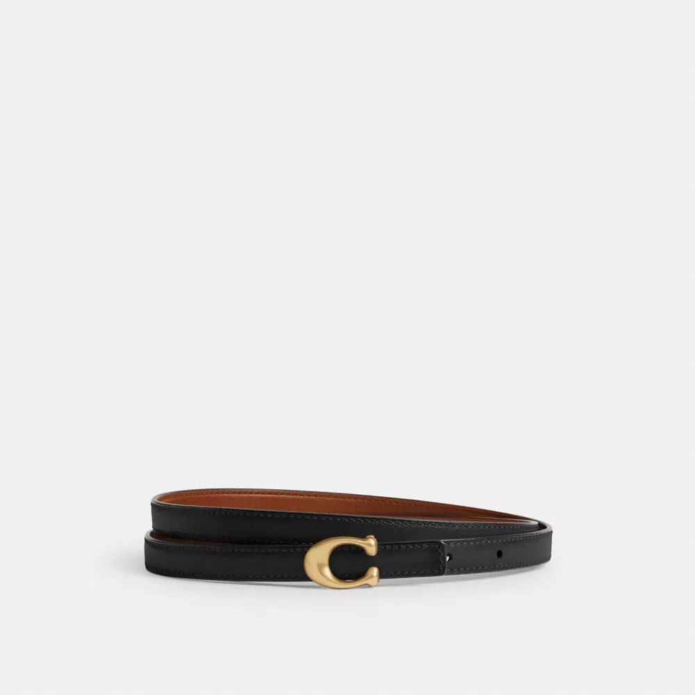 COACH Sculpted Signature Buckle Reversible Belt, 13 mm - Women's Belts Size XS - Silver/black Merlot