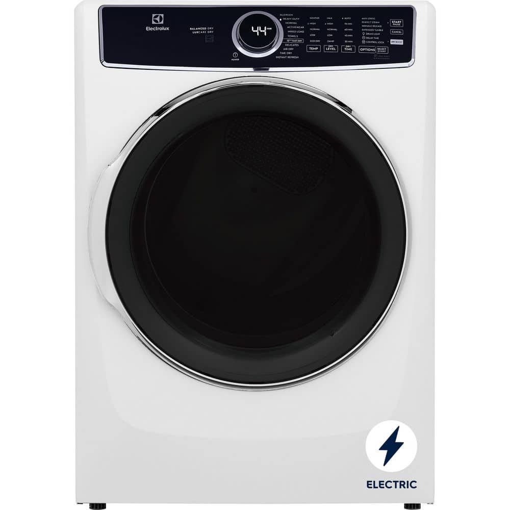 Electrolux 27 in. W 8 cu. ft. Front Load Electric Dryer with Perfect Steam  and LuxCare Dry System, ENERGY STAR in White ELFE7637AW - The Home Depot