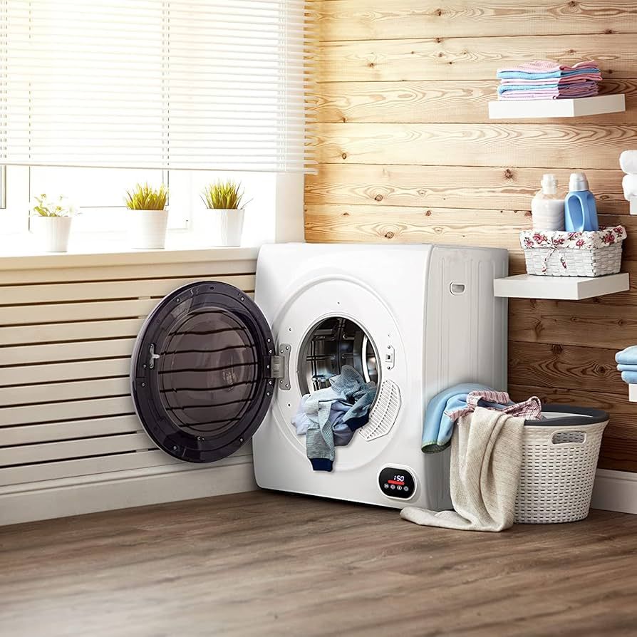 Amazon.com: Euhomy Compact Laundry Dryer, 3.5 cu ft Front Load Stainless  Steel Clothes Dryers With Exhaust Pipe, 1500W, LCD Control Panel  Four-Function Portable Dryer For Apartments, Home, Dorm, White : Appliances