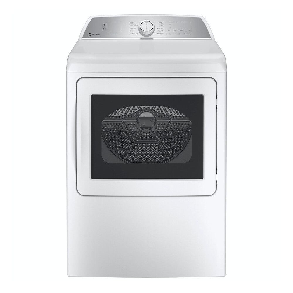 GE Profile PTD60EBSRWS 27 inch Smart Electric Dryer with 7.4 cu. ft. Capacity, Long Vent, Aluminized Alloy Drum, Sanitize Cycle, Sensor Dry (White)