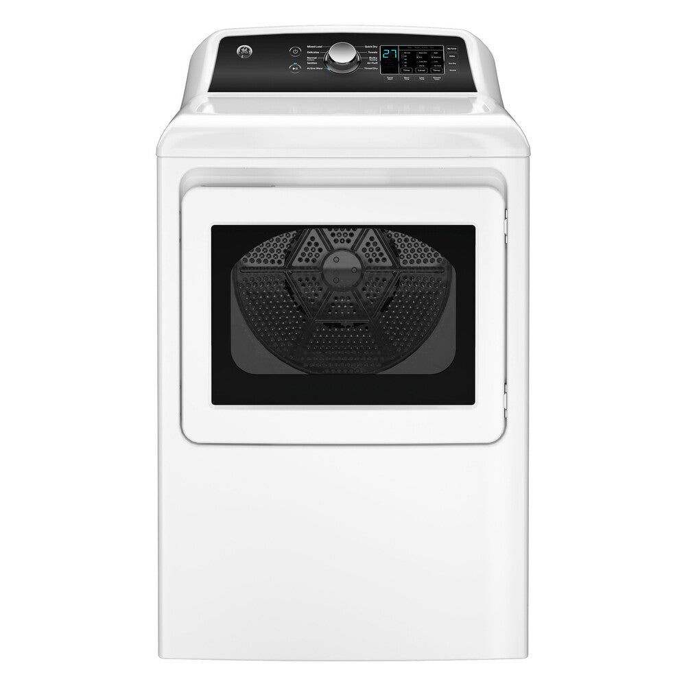 GE GTD58GBSVWS 27 inch Gas Dryer with 7.4 cu. ft. Capacity, Up To 120 ft. Long Venting and Sensor Dry in White