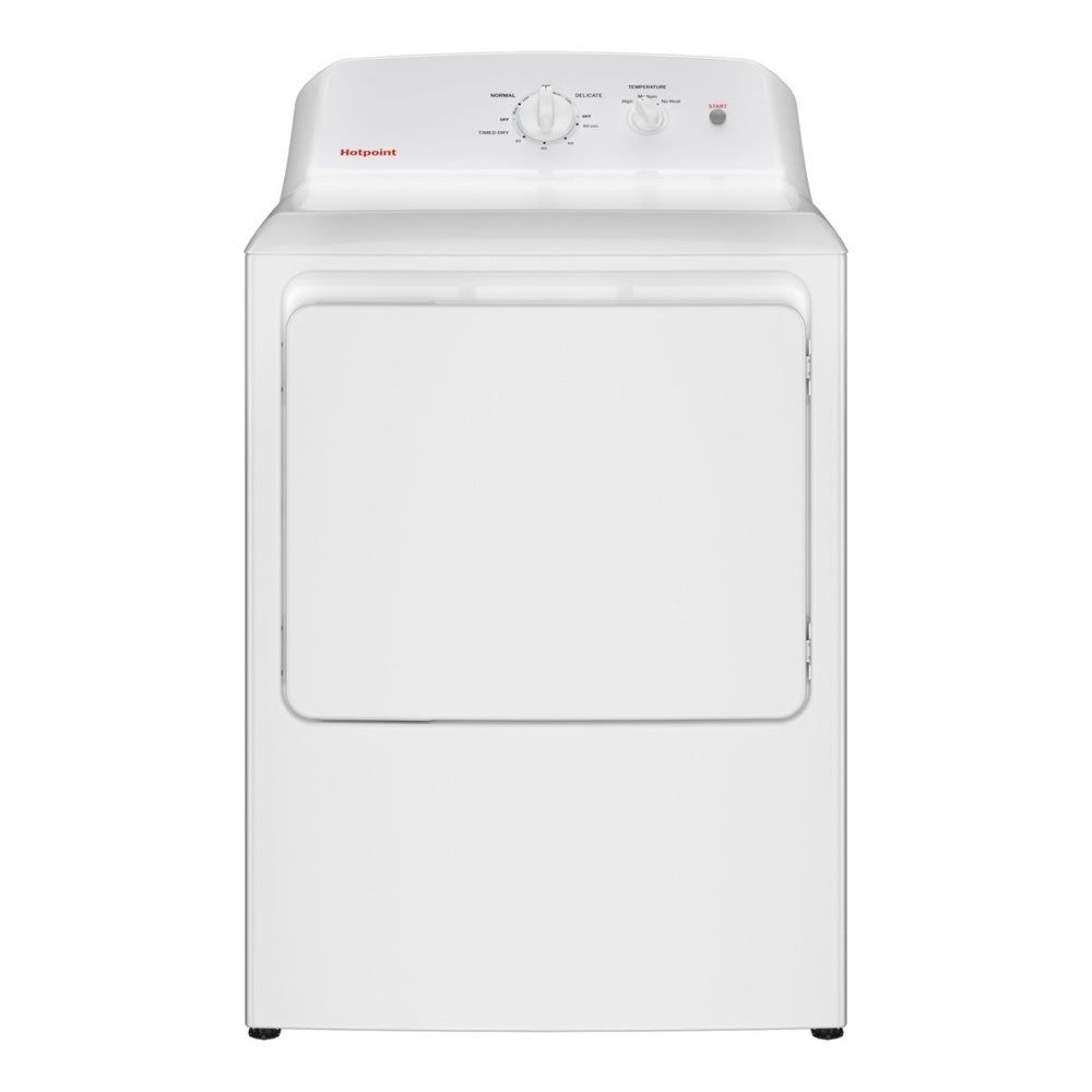 Hotpoint HTX26EASWWW 27 inch Electric Dryer with 6.2 cu. ft. Capacity, Auto Dry, Up to 120 Feet Venting, and Aluminized Drum in White