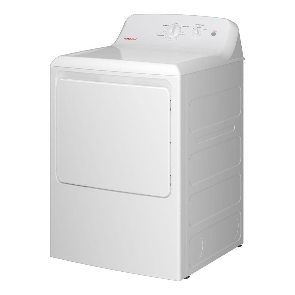Hotpoint HTX26EASWWW 27 inch Electric Dryer with 6.2 cu. ft. Capacity, Auto Dry, Up to 120 Feet Venting, and Aluminized Drum in White