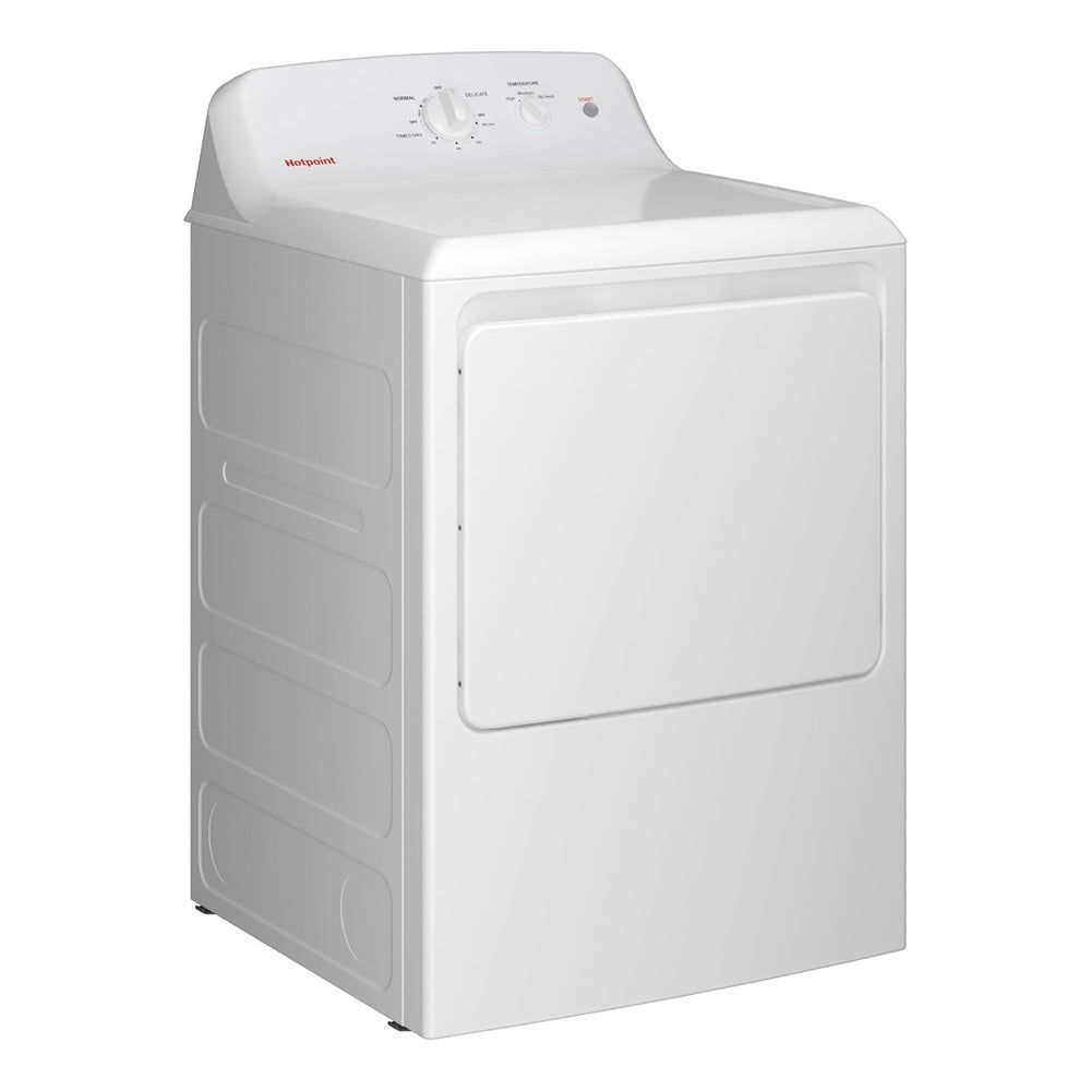 Hotpoint HTX26EASWWW 27 inch Electric Dryer with 6.2 cu. ft. Capacity, Auto Dry, Up to 120 Feet Venting, and Aluminized Drum in White
