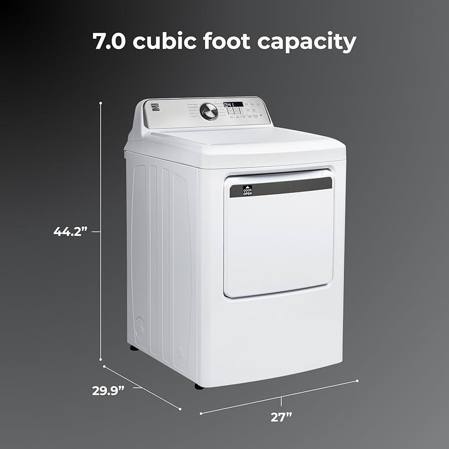 Amazon.com: Kenmore 7.0 cu. ft. Front Load Gas Dryer - with Guard to Reduce  Wrinkles & Static - Smart Sensor Drying - LED - White : Appliances