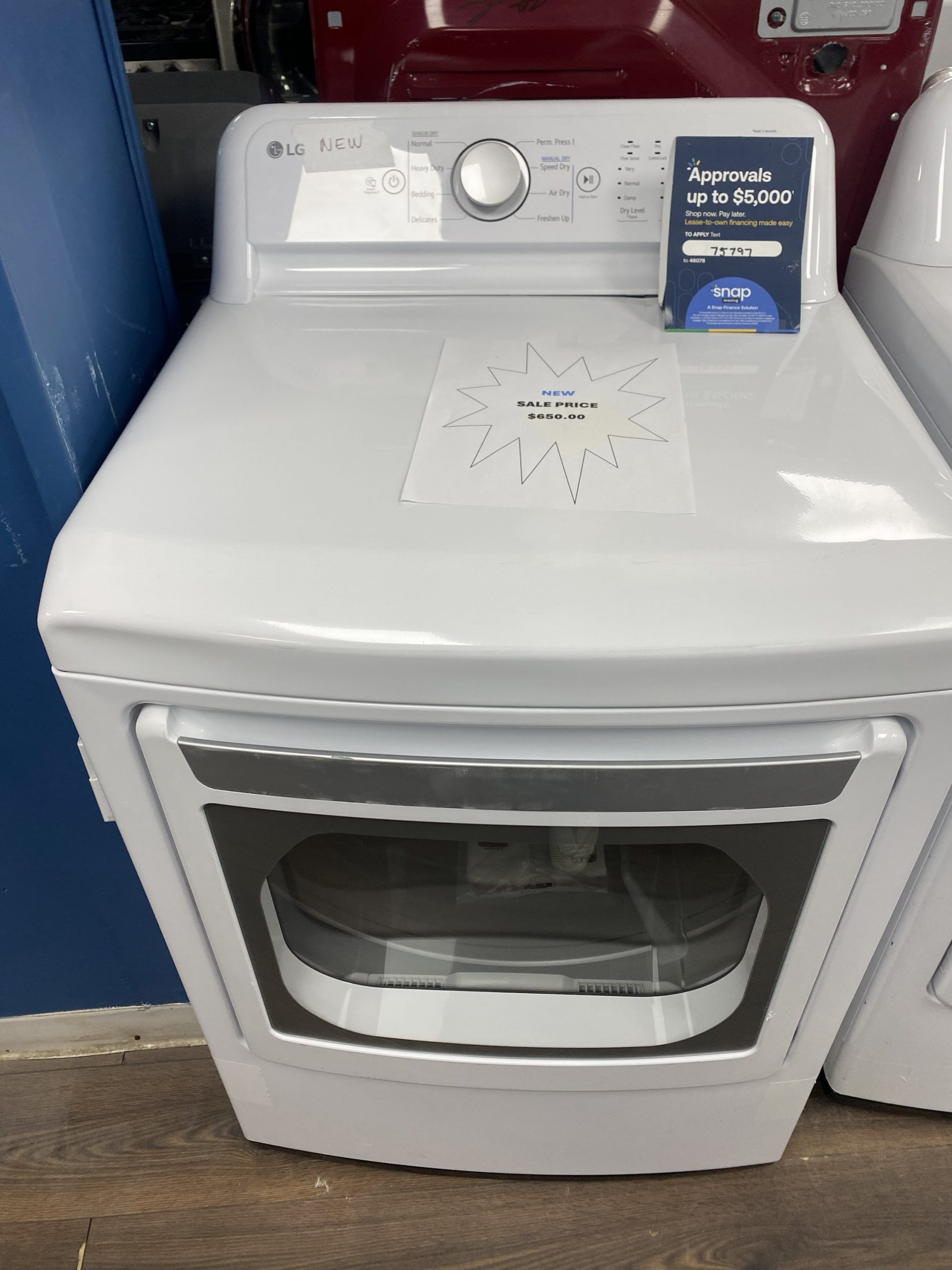 New LG Front Load Electric Dryer DLE7150W