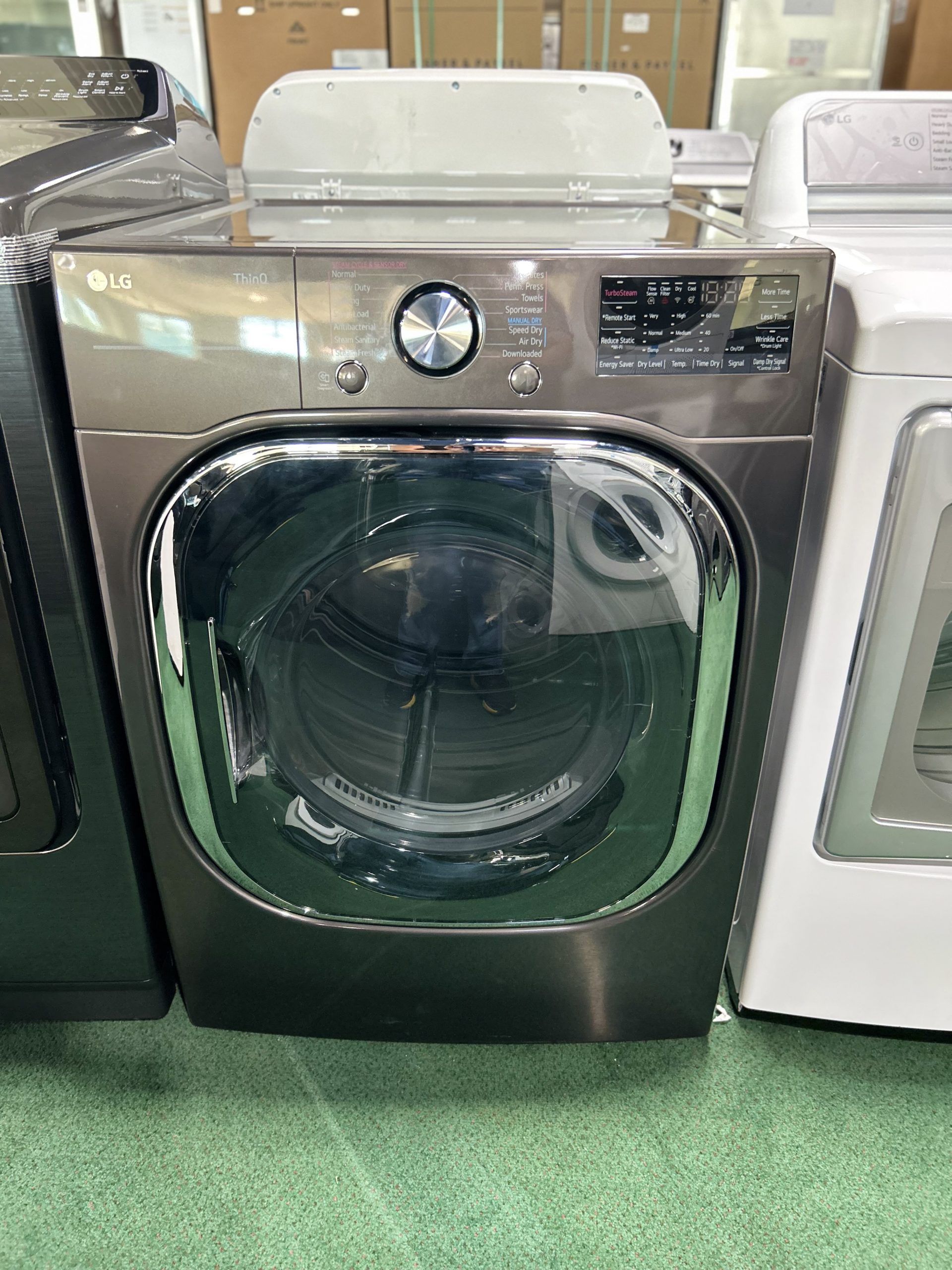 LG 7.4 Cu. Ft. Stackable Smart Electric Dryer with Steam and Built In Intelligence-  Black Steel
