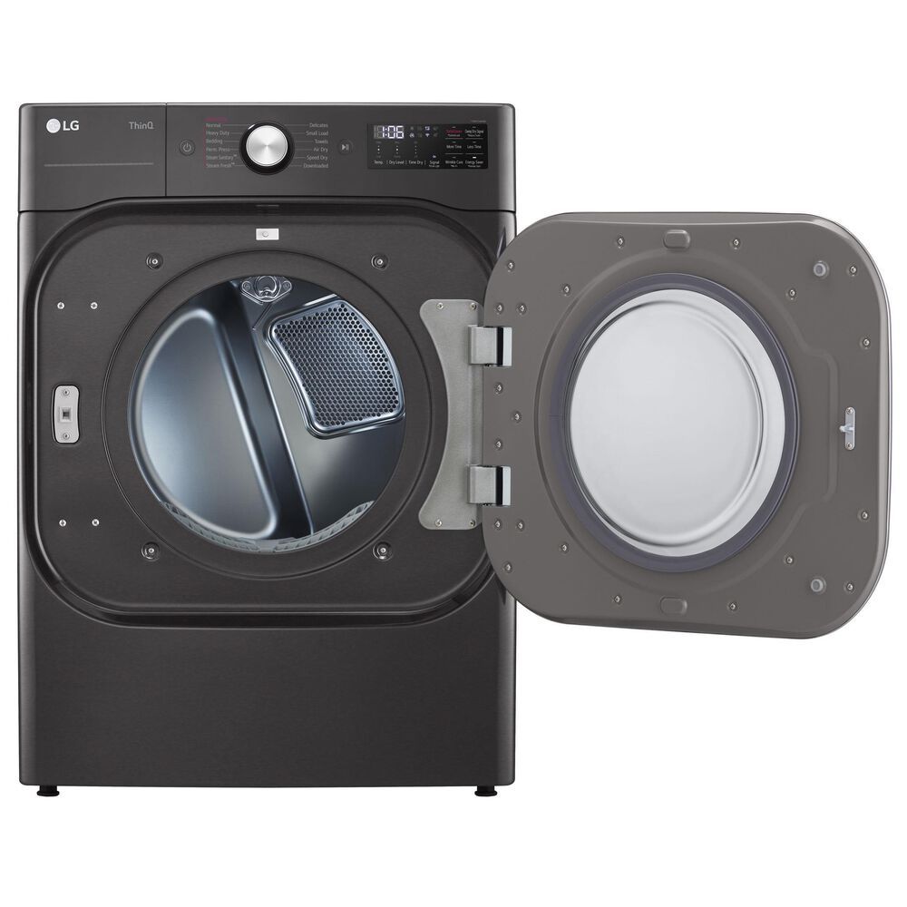 LG 9 Cu. Ft. Smart Wi-Fi Enabled Front Load Electric Dryer with TurboSteam in Black Steel