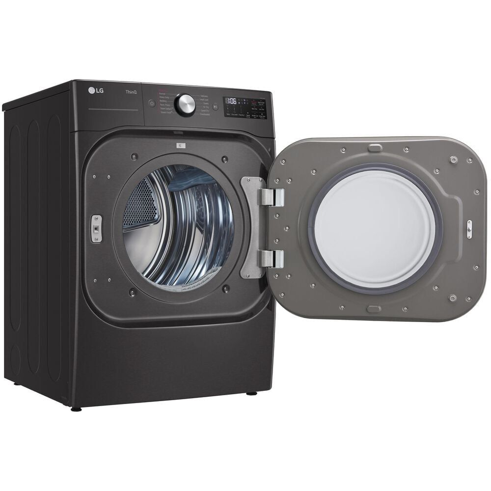 LG 9 Cu. Ft. Smart Wi-Fi Enabled Front Load Electric Dryer with TurboSteam in Black Steel