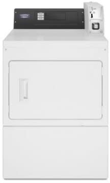 Maytag MDG20PDFWW 27 Inch Commercial Front Load Gas Dryer with 7.4 cu ft Capacity, Microprocessor, Turbo Vent, Reversible Door, 5 Year Warranty and Coin Drop Included