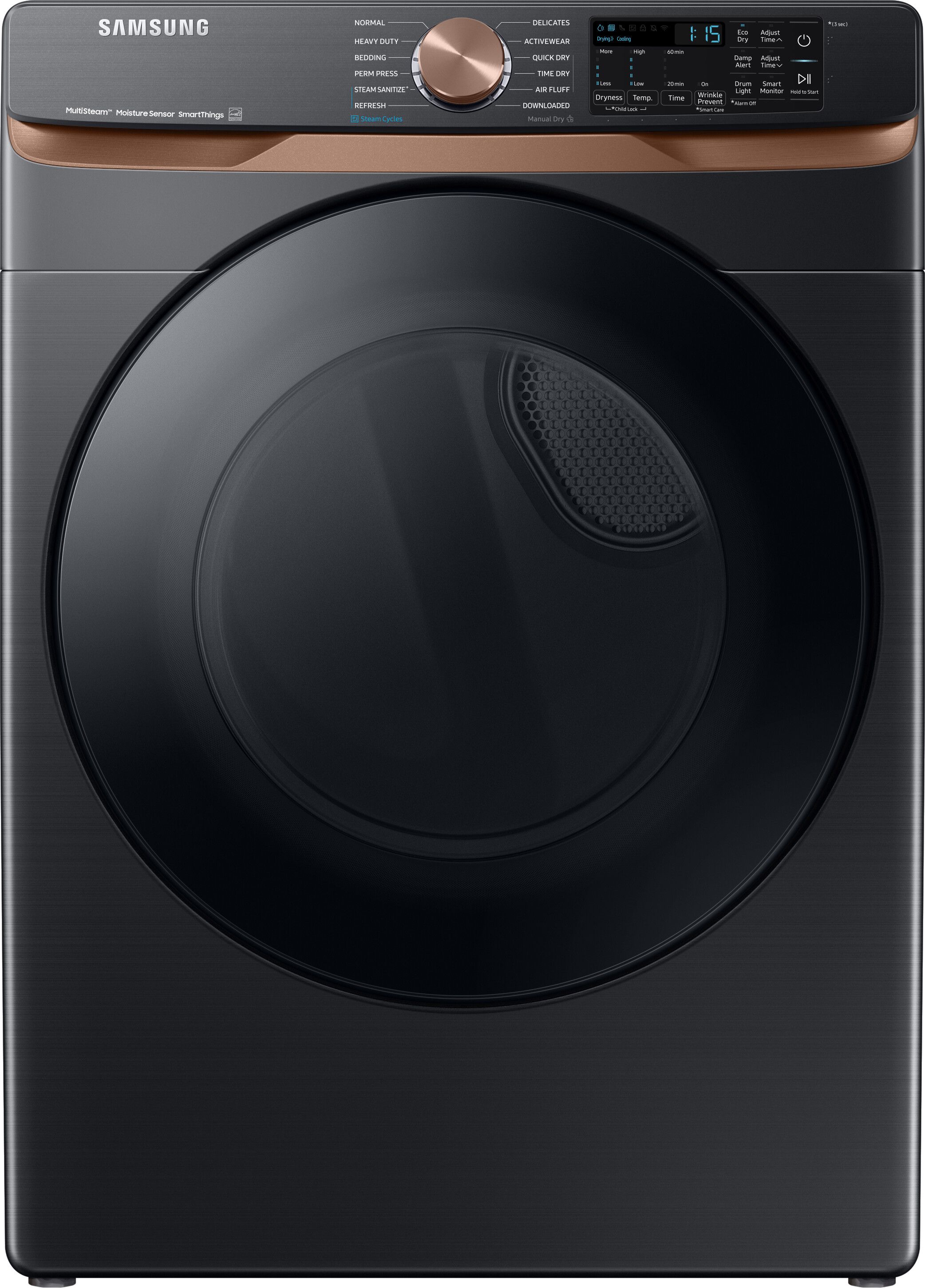 Samsung DVG50BG8300V 27 Inch Smart Gas Dryer with 7.5 cu. ft. Capacity, 21 Drying Cycles, Steam Sanitize+, Sensor Dry, Vent Sensor, Smart Care, Quick Dry, Wrinkle Prevent, ADA Compliant, and ENERGY STAR®