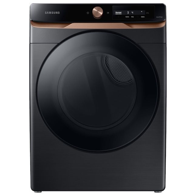 Samsung 7.5-cu ft Reversible Side Swing Door Stackable Steam Cycle Smart  Gas Dryer (Brushed Black) ENERGY STAR at Lowes.com