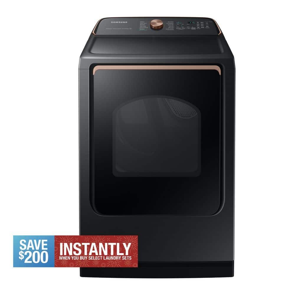 Samsung 7.4 cu. ft. Vented Gas Dryer with Steam Sanitize+ in Brushed Black DVG55A7700V - The Home Depot