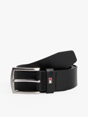 Tommy Hilfiger Men's Flag Loop Leather Belt - Black - 32