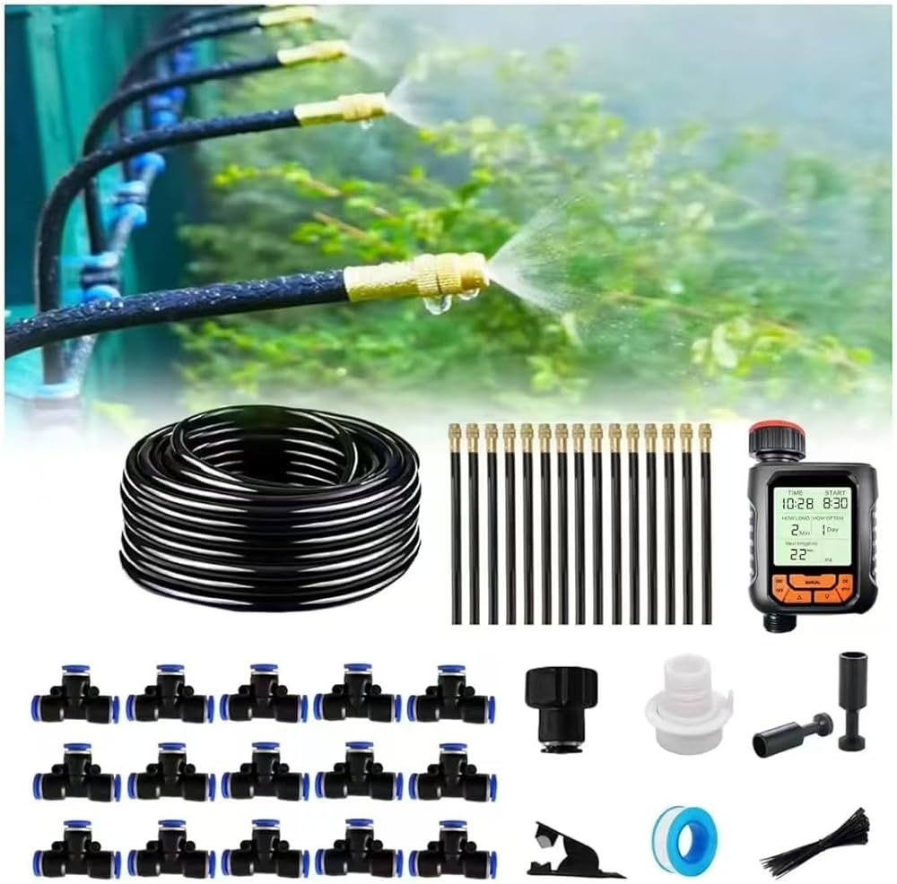 Amazon.com : New drip Irrigation kit, Automatic Garden Watering System,  Quick Connector and 360-degree Bending Dropper atomizing Copper Nozzle,  Garden Plant Lawn Courtyard Watering System. (65FT Ⅱ) : Patio, Lawn & Garden
