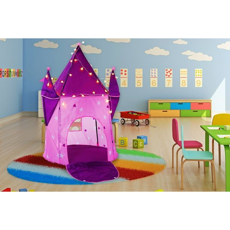Playhouse Kids Tents Princess Kids Tents Princess Crystal Castle with LED  Lights Pink Pop up Tent by Alvantor - Walmart.com