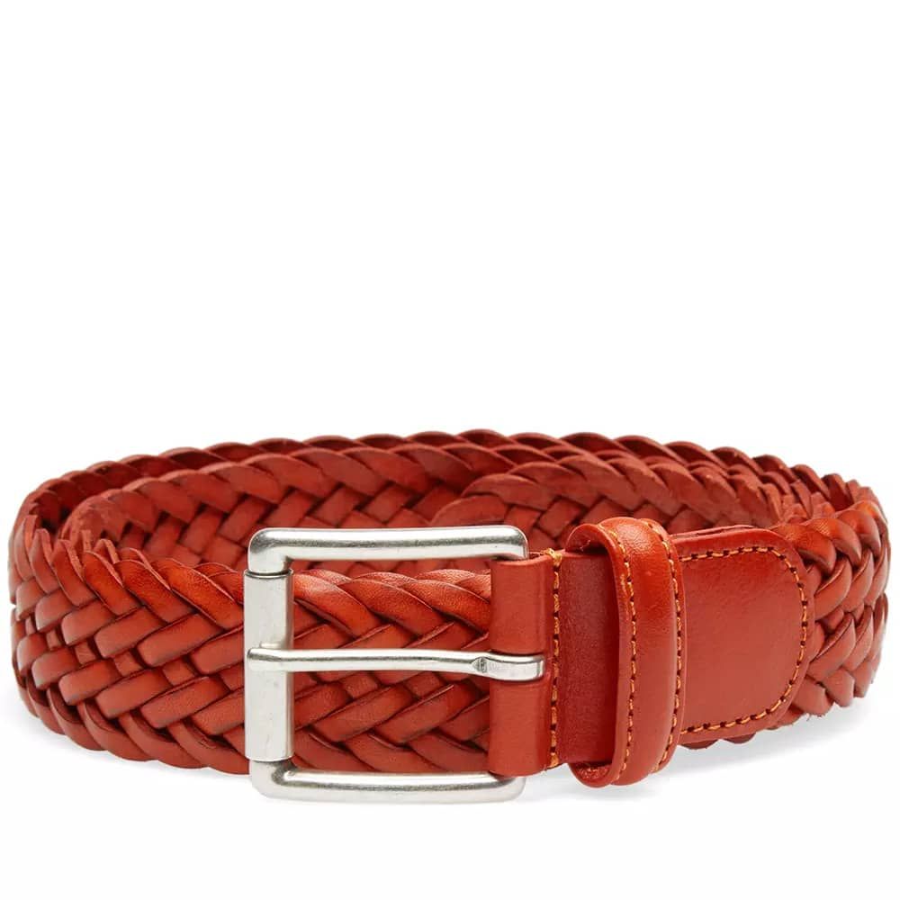 Anderson's Woven Leather Belt - Tan Full View