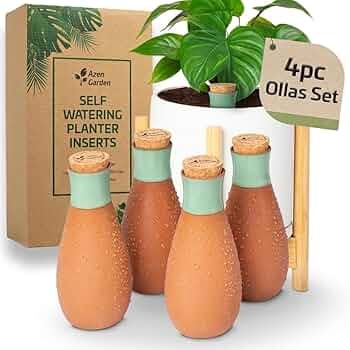 Amazon.com: Azen Garden Ollas Plant Watering Globes - Terracotta Self  Watering Planter Insert - Watering Bulbs for Indoor and Outdoor Plants with  Easy Top Refill System - Set of 4 (Jade Green) :