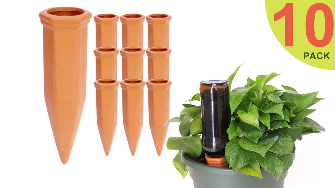 Amazon.com: vensovo 10pcs Terracotta Watering Spikes - Automatic Self Watering  Stakes, Plant Watering Devices for Wine Bottles Recycled Bottles, Clay  Plant Garden Waterers for Vacations : Patio, Lawn & Garden