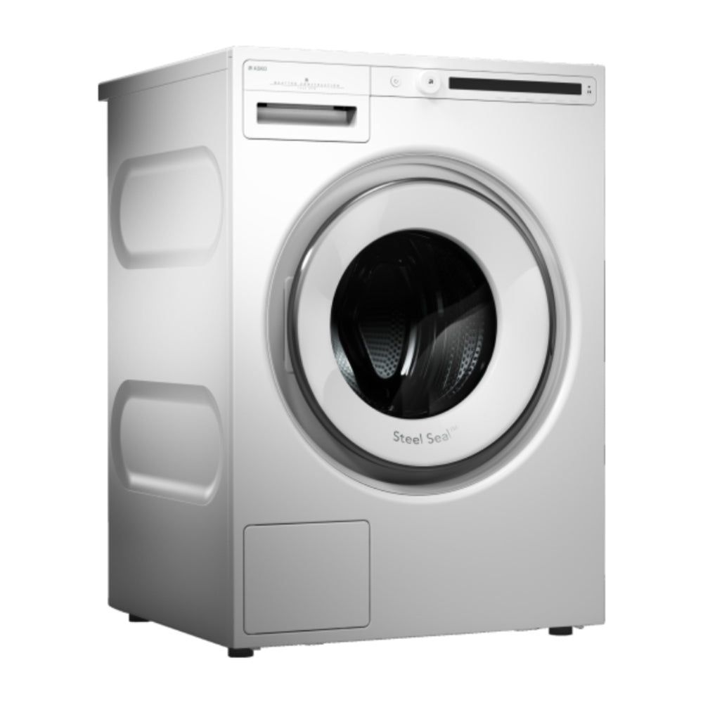 Asko W2084W 24 inch Front Load Washer with 15 Wash Cycles, Water Level Sensor, 2.1 cu. ft Capacity, Stainless Steel Drum, LCD Display, Lockable Control Panel in White