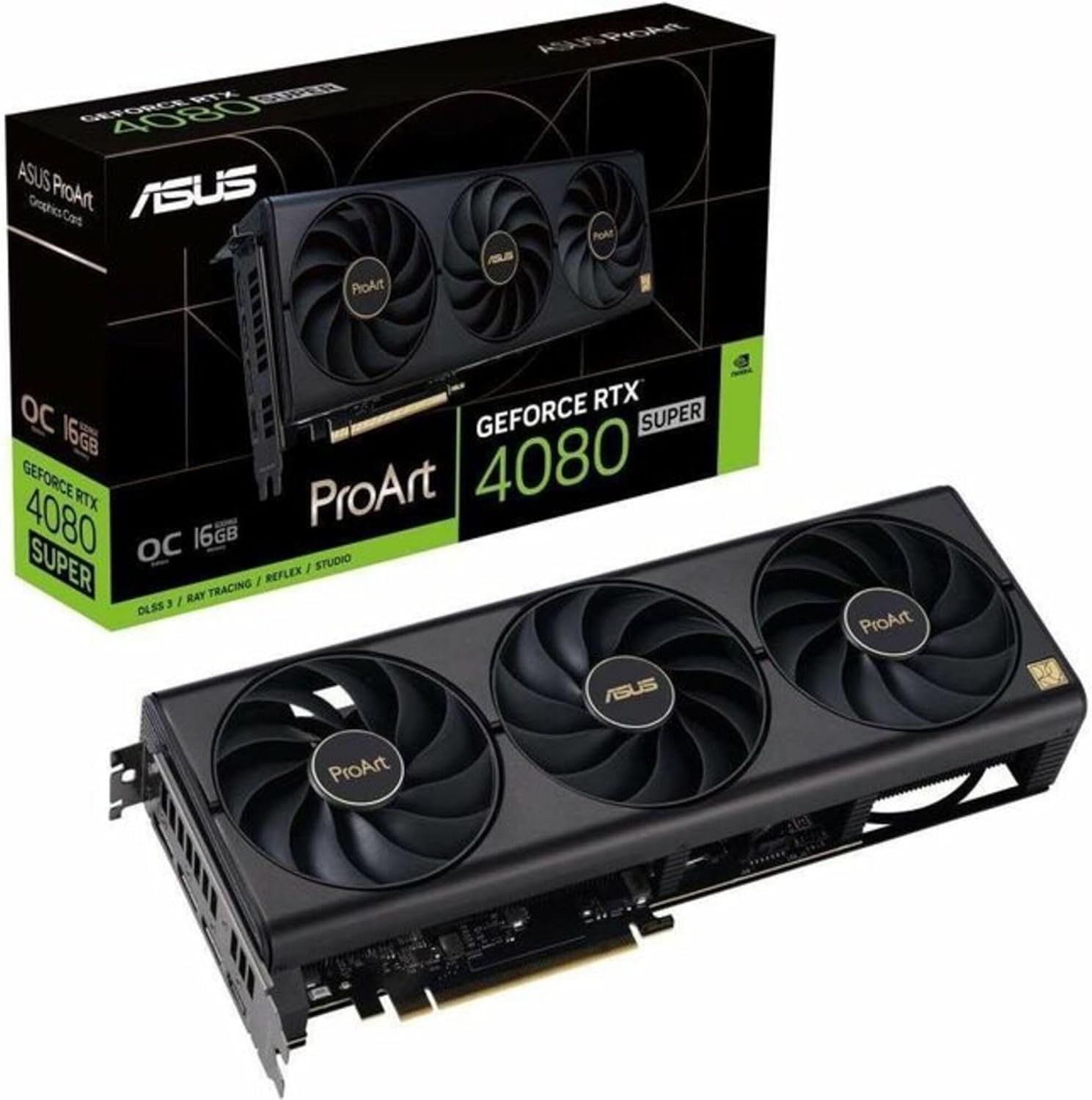 ASUS ProArt GeForce RTX 4080 SUPER OC Edition (angled product photo)
