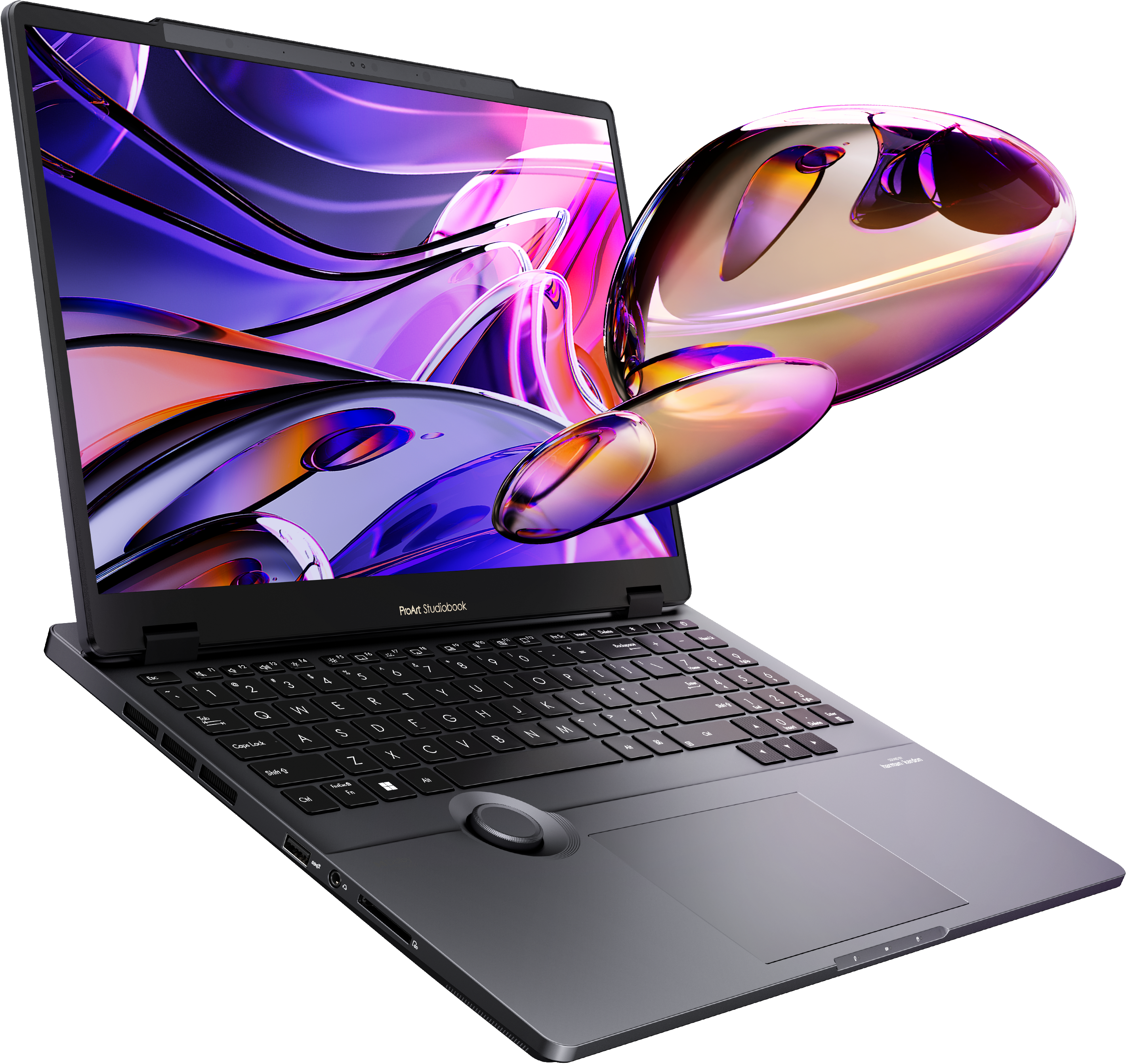 ProArt Studiobook 16 OLED / 3D OLED key visual (open laptop angle)