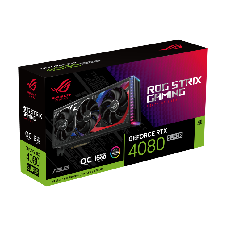 ROG Strix GeForce RTX 4080 SUPER 16GB GDDR6X OC Edition – gallery (front/angled hero)