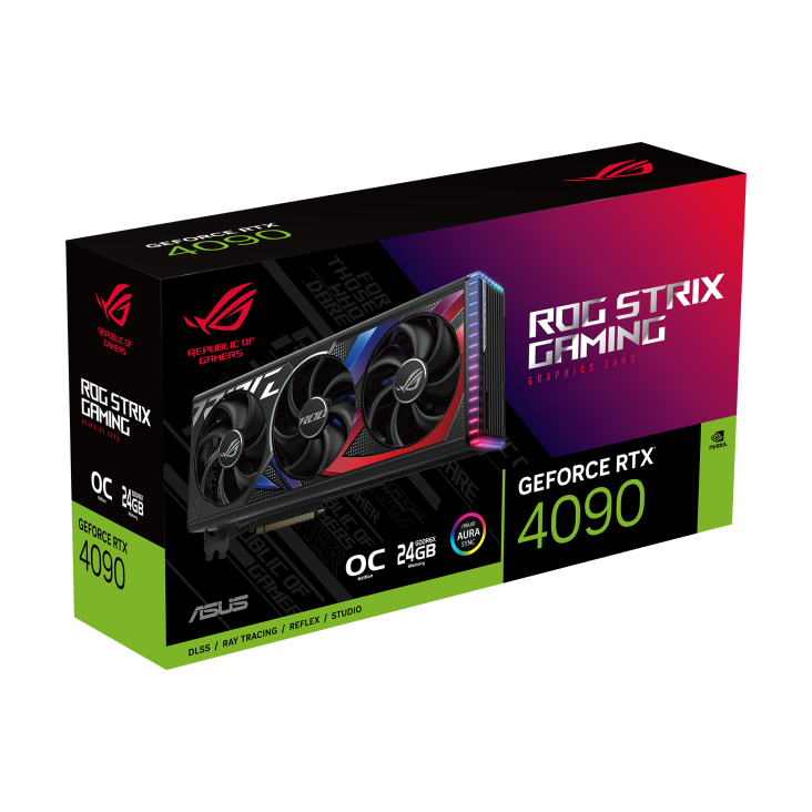 ROG Strix GeForce RTX 4090 OC Edition - gallery hero shot (angled view)