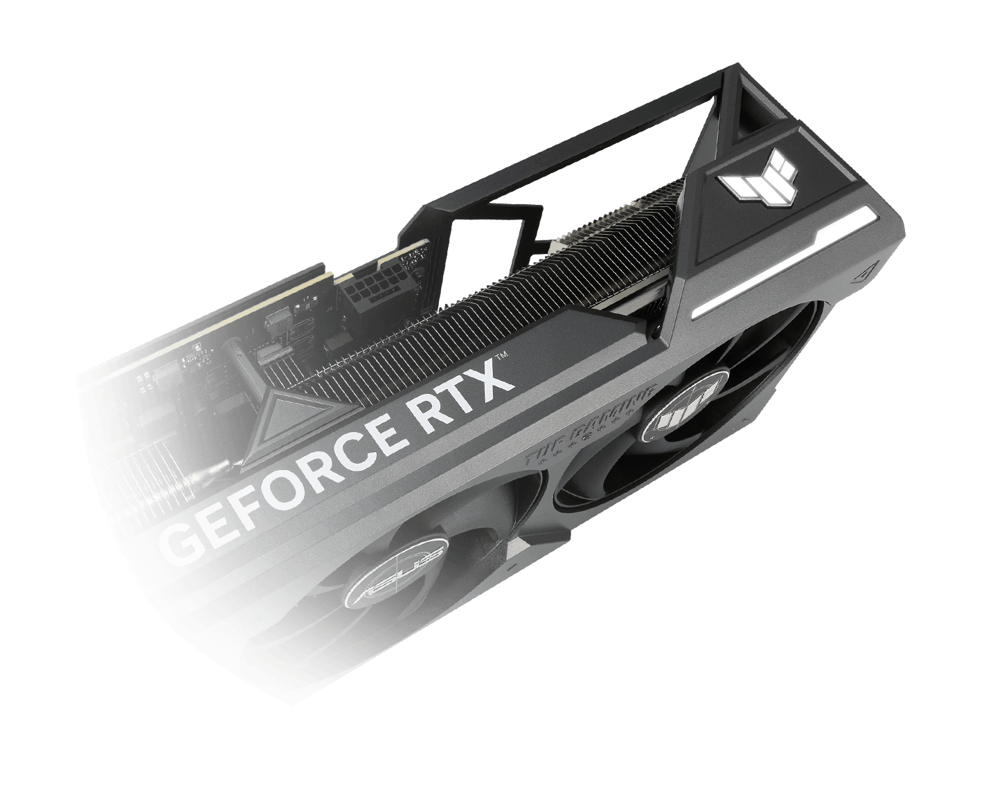 ASUS TUF RTX 4080 SUPER OC – angled shot with RGB
