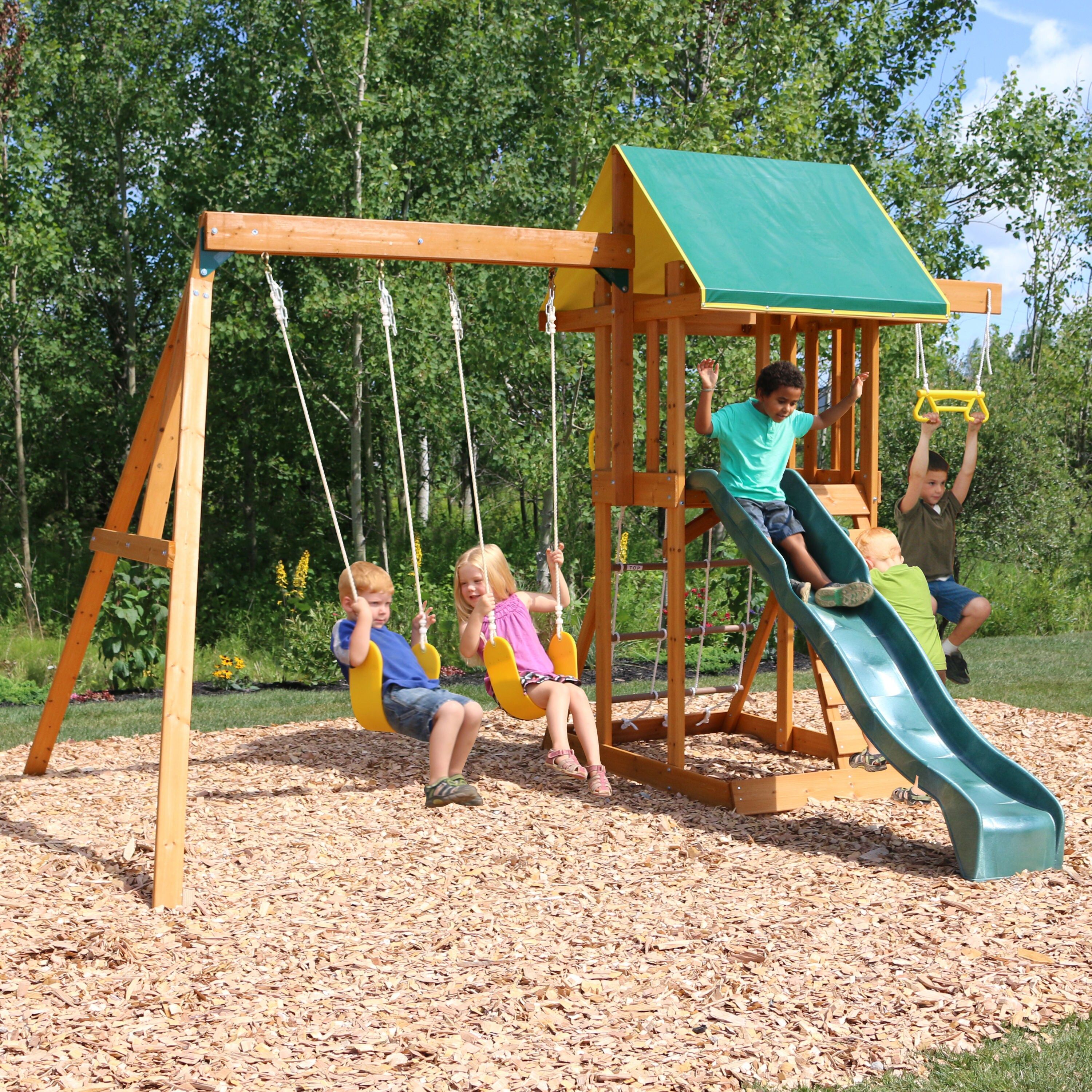 KidKraft Meadowvale II Wooden Swing Set Residential Wood Playset at  Lowes.com