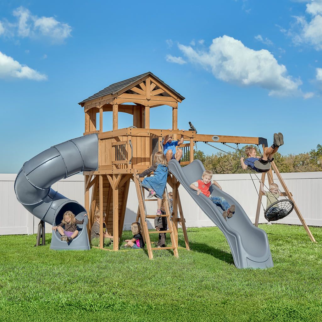 Backyard Discovery Dover Bay Swing Set with Tube Slide