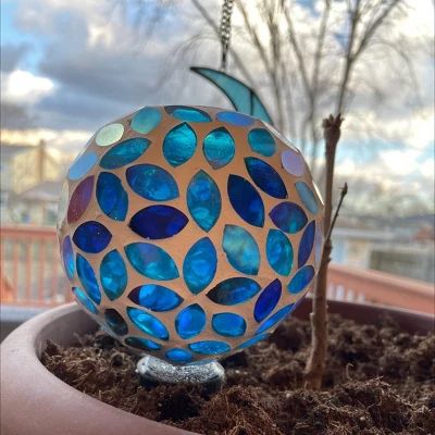 Sunnydaze Outdoor Mosaic Glass Watering Globe with Clay Spike for Planters  - 9.5" - Bright Blooms : Target