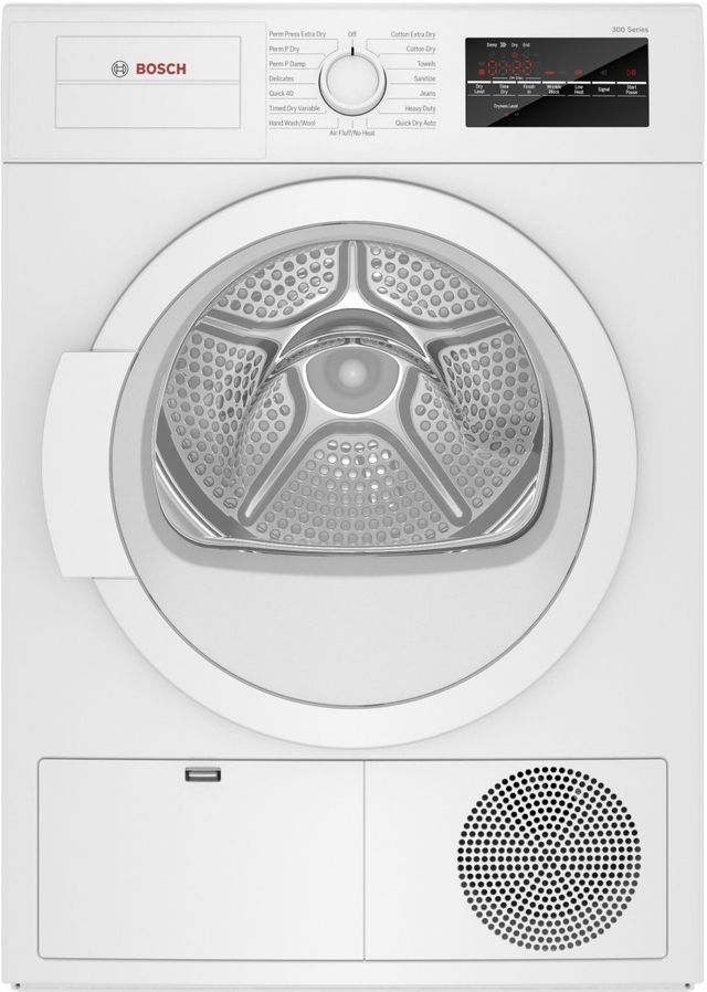 Bosch® 300 Series 4.0 Cu. Ft. White Front Load Ventless Electric Dryer |  Heydlauff's Appliances | Chelsea, MI
