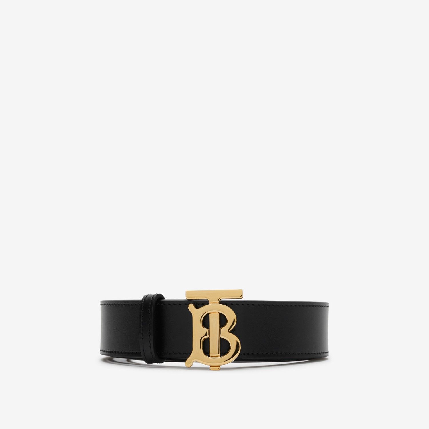 Reversible Leather TB Belt in Black/Tan/Gold