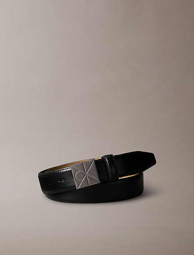 Calvin Klein Emblem Logo Plaque Smooth Belt