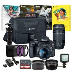 Canon - EOS Rebel T7 DSLR Video Two Lens Kit with EF-S 18-55mm and EF 75-300mm Lenses - Black