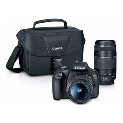 Canon - EOS Rebel T7 DSLR Video Two Lens Kit with EF-S 18-55mm and EF 75-300mm Lenses - Black