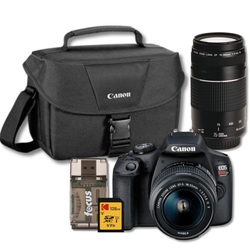 Canon - EOS Rebel T7 DSLR Video Two Lens Kit with EF-S 18-55mm and EF 75-300mm Lenses - Black