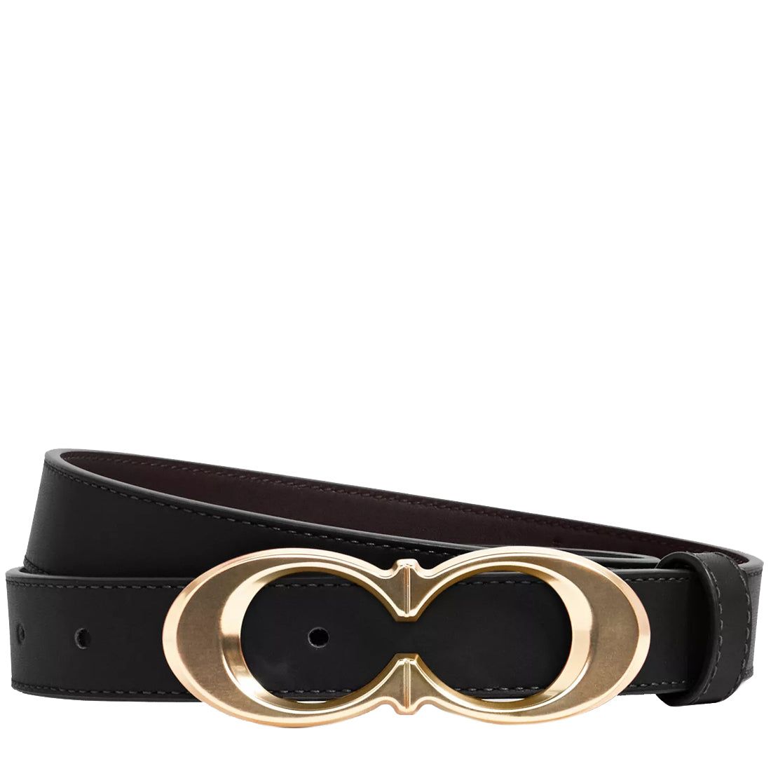Coach Signature Buckle Belt 25mm - Black Leather with Gold Hardware