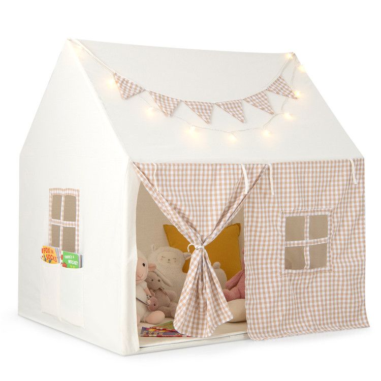 Kids Play Tent Large Playhouse with Padded Mat and 2 Breathable Windows - Costway