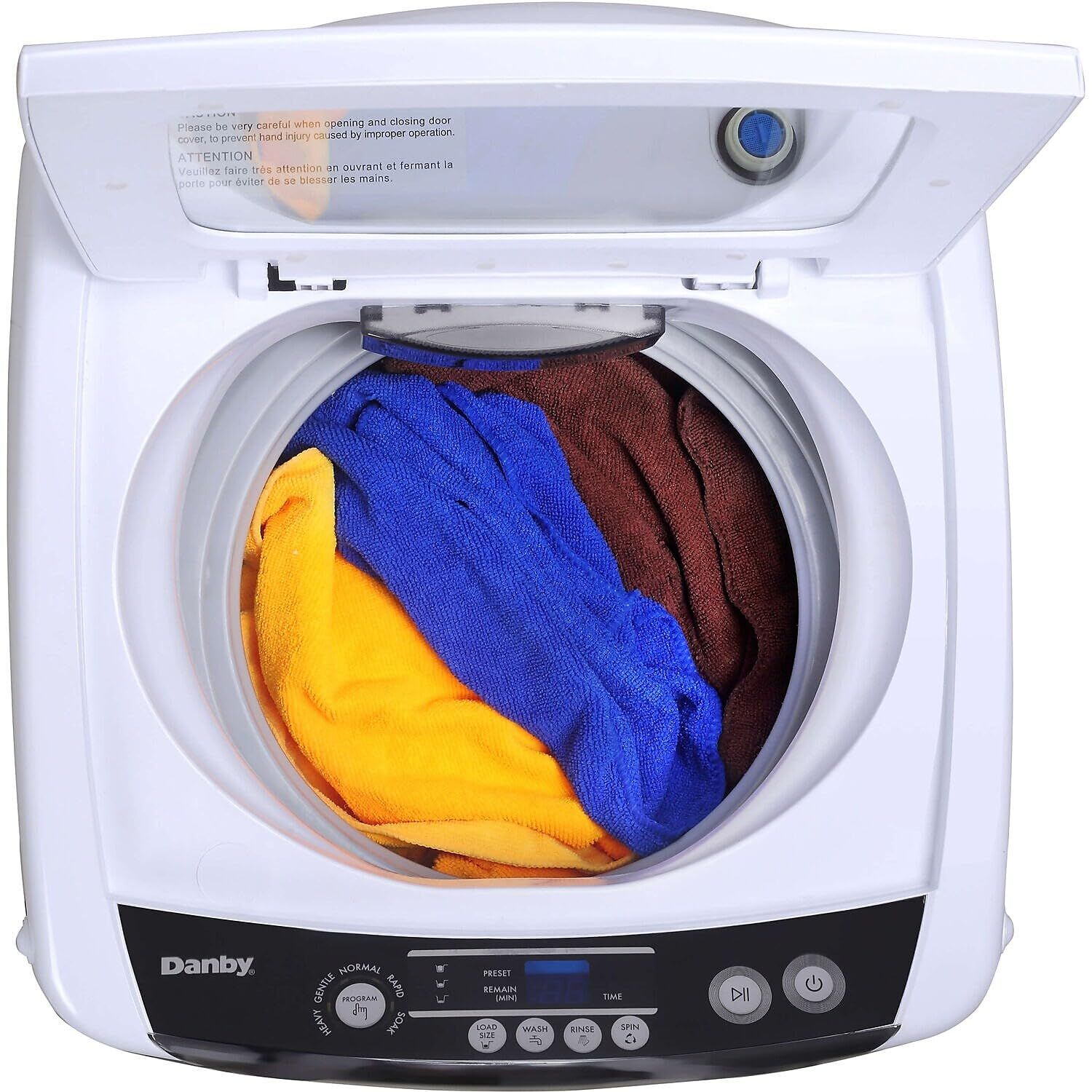 Amazon.com: Danby DWM030WDB-6 0.9 Cu Ft Compact Top Load Washer, Apartment  Size Washing Machine with 6.6 lbs Washing Capacity, Stainless Steel Drum  and 5 Washing Cycles : Appliances