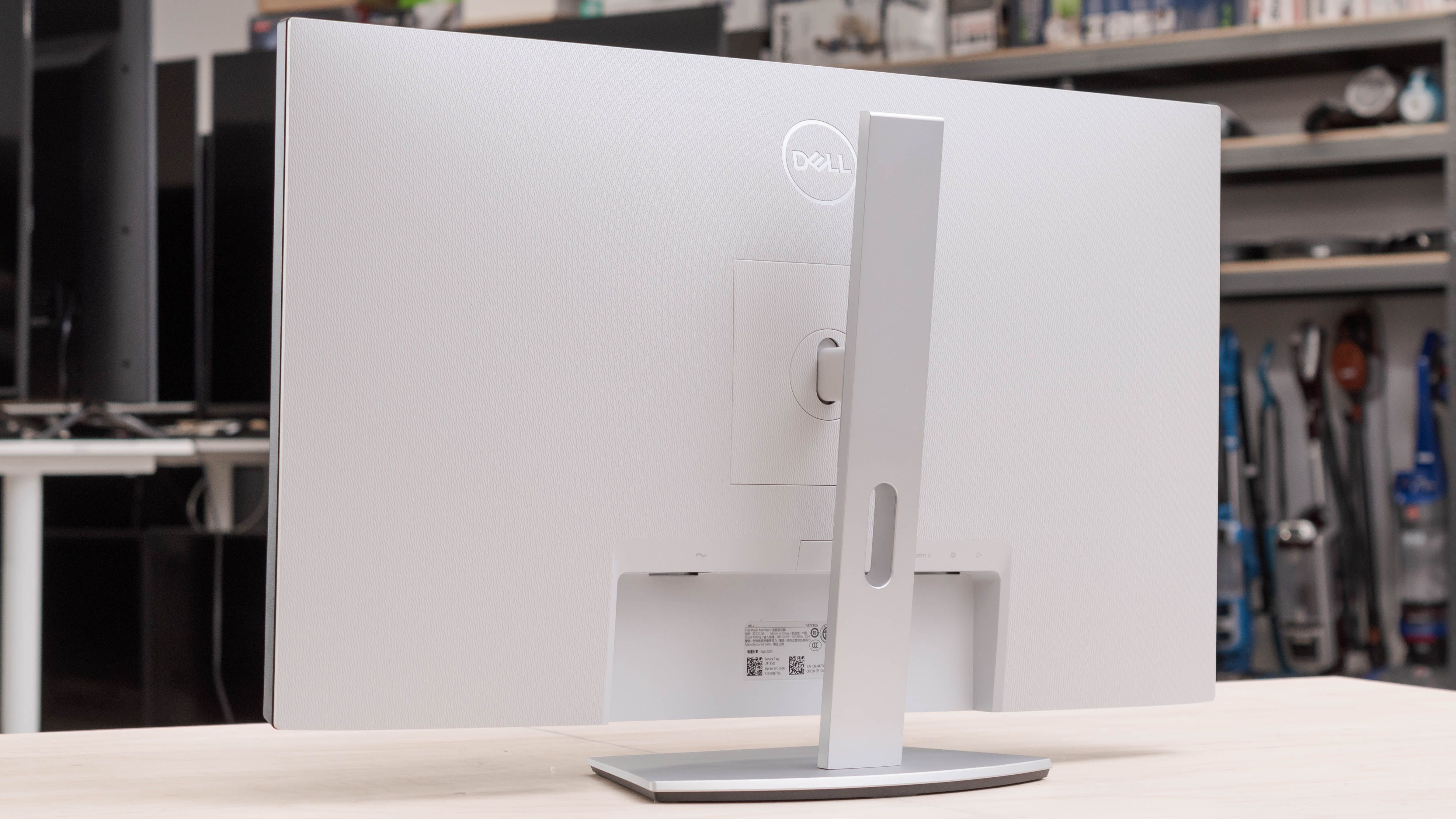 Dell S2721QS rear view (shows white/silver back and stand)