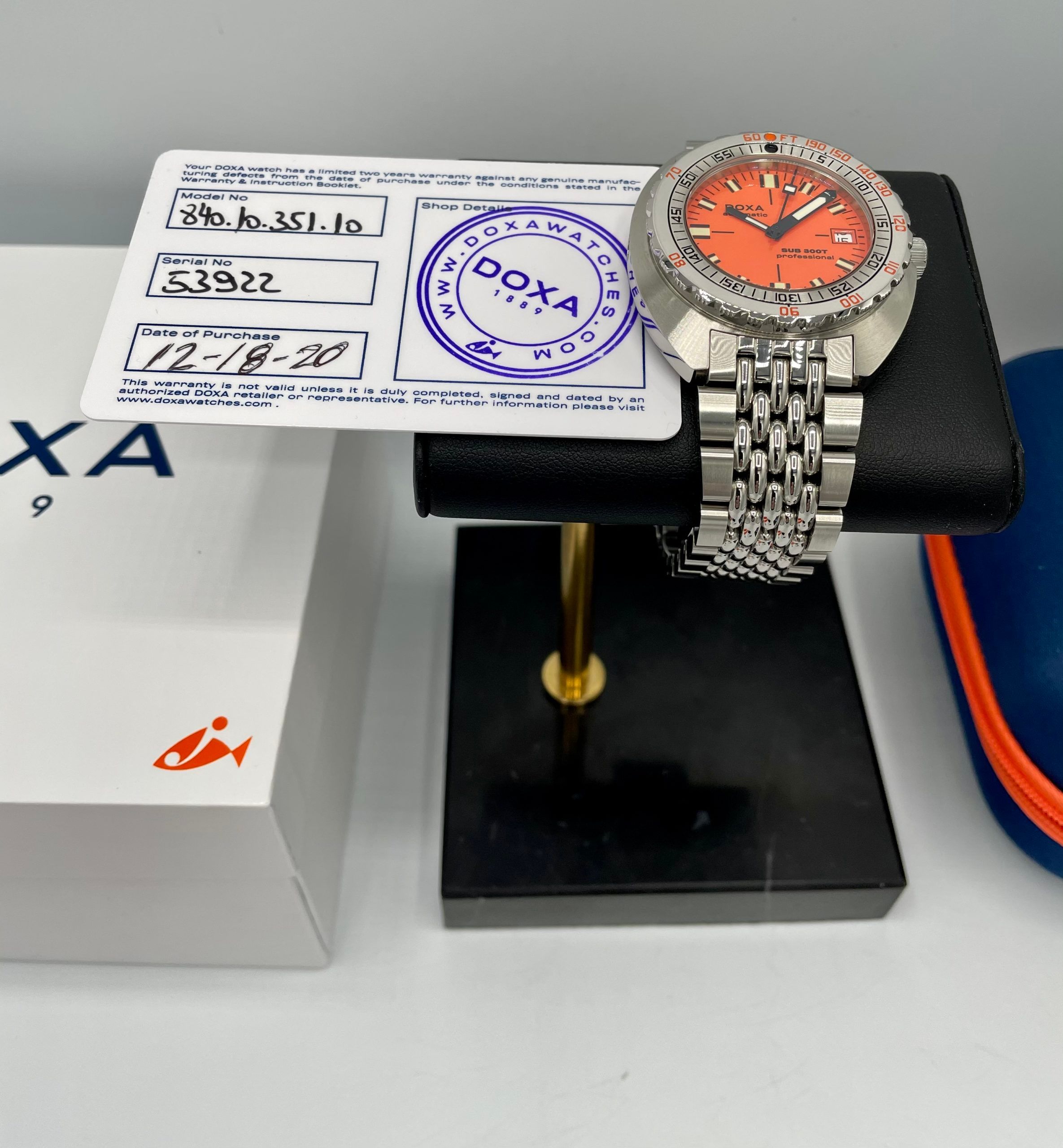 Doxa Sub 300t Professional Orange Dial 43mm Swiss Automatic 1200m Diver ...