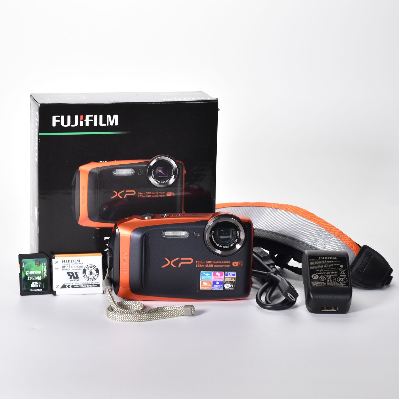 Fujifilm FinePix XP90 Digital Camera 16.4MP 5x Opt Zoom HD Video 32GB SD Card
