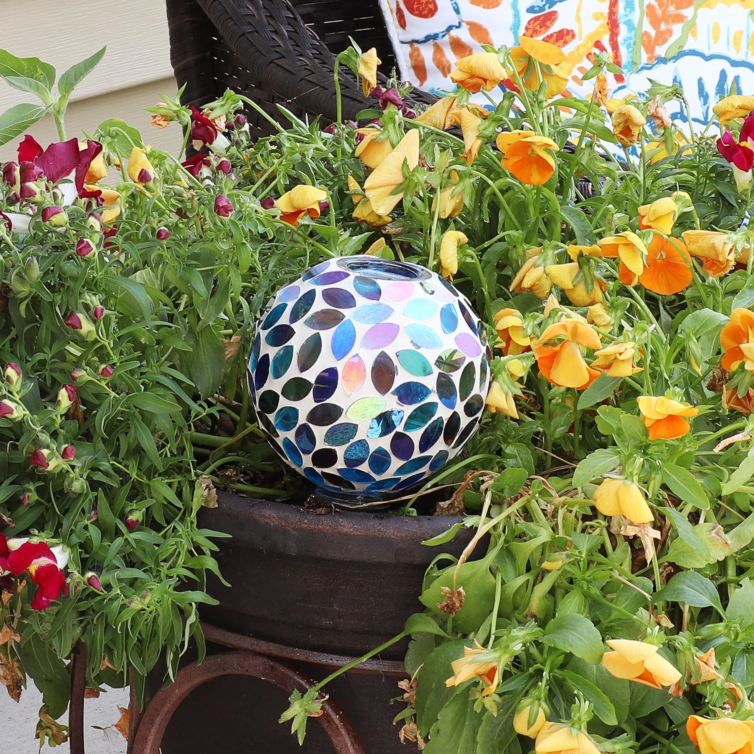 Amazon.com: Sunnydaze Mosaic Glass Plant Watering Globe with Clay Spike - Decorative Self-Watering Planter Insert - Water Dripper for Plants - 9.5" - Spring Petals : Patio, Lawn & Garden
