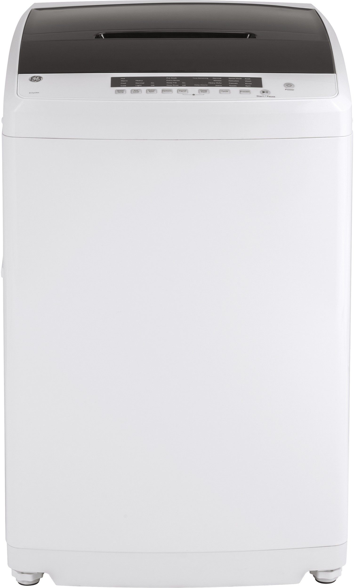 GE GNW128PSMWW 24 Inch Top Load Portable Washer with 2.8 cu. ft. Capacity,  8 Wash Cycles, Caster Wheels Included, Unicoupler Included, Stainless Steel  Tub, 750 RPM, Child Lock and End-of-Cycle Signal