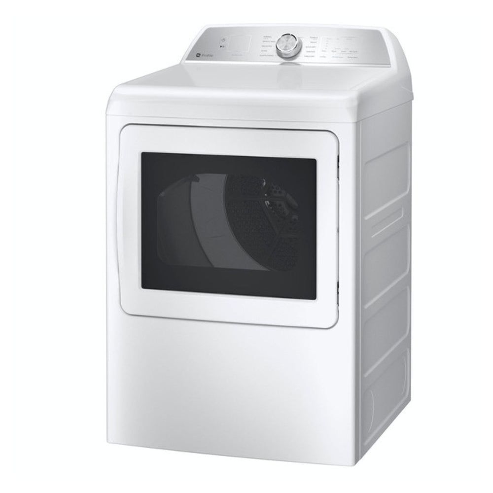 GE Profile PTD60EBSRWS 27 inch Smart Electric Dryer with 7.4 cu. ft. Capacity, Long Vent, Aluminized Alloy Drum, Sanitize Cycle, Sensor Dry (White)