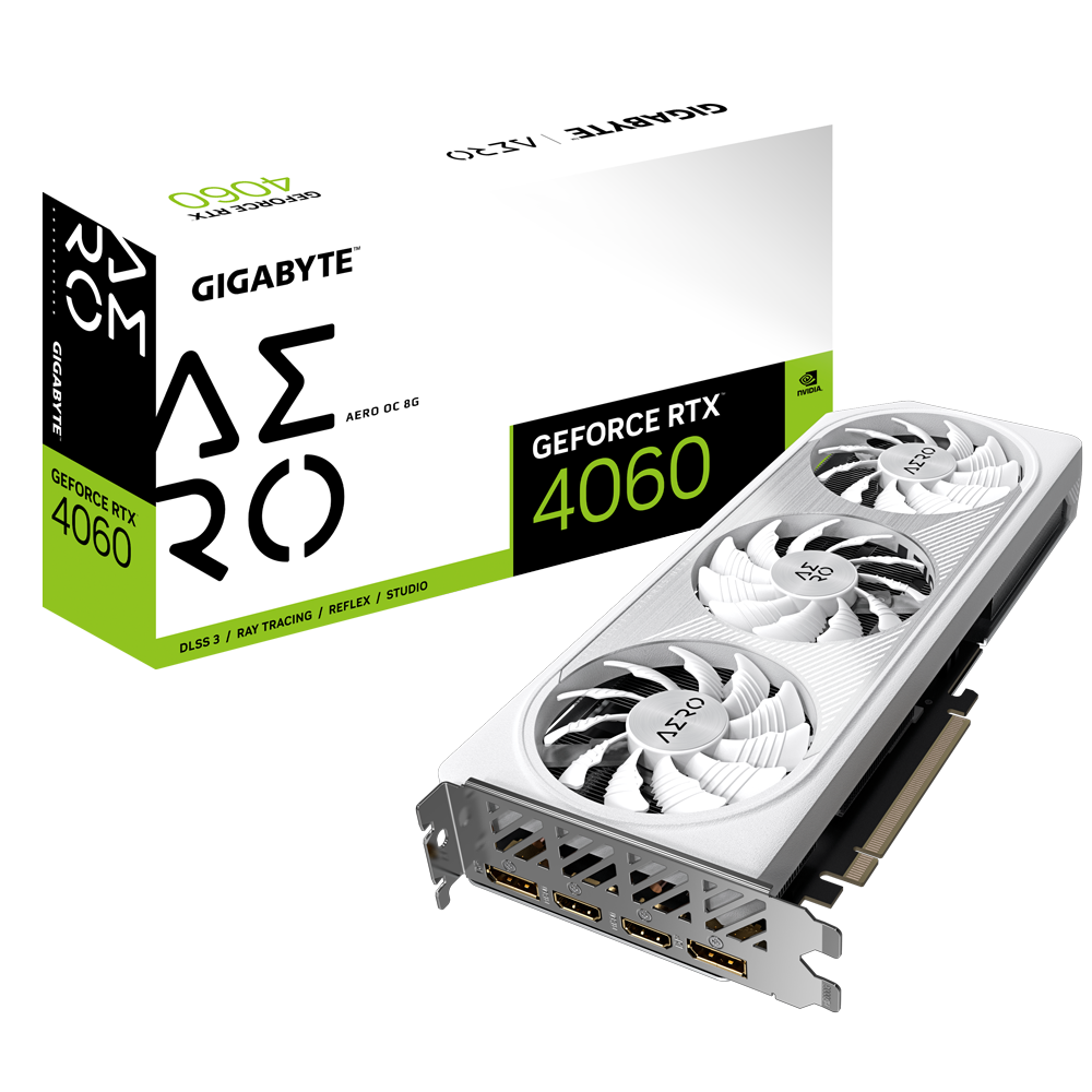 GIGABYTE GeForce RTX 4060 AERO OC 8G (official product hero)